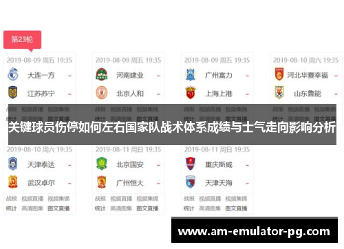 关键球员伤停如何左右国家队战术体系成绩与士气走向影响分析 关键球员伤停如何左右国家队战术体系成绩与士气走向影响分析